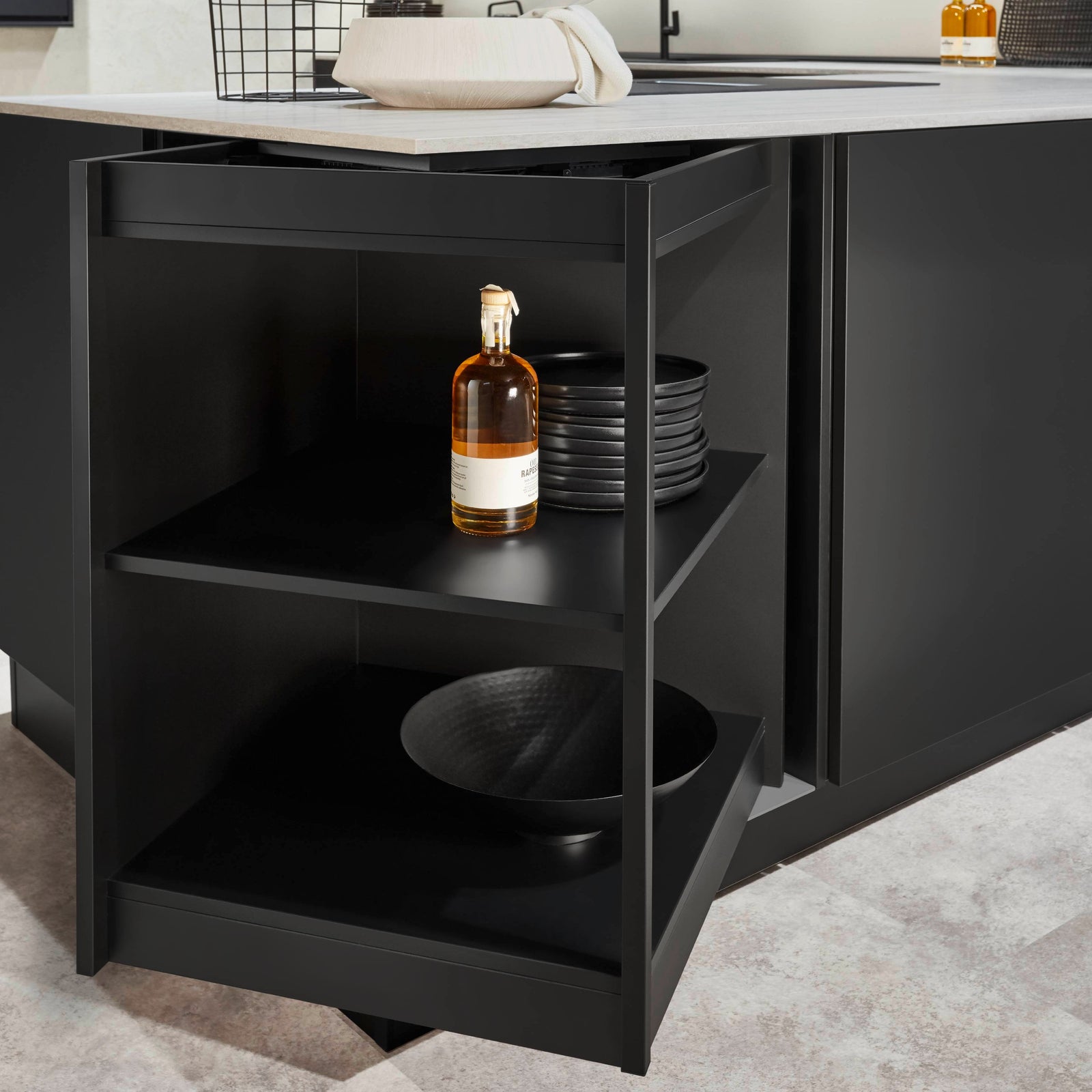 Drehbarer Unterschrank in anthrazit farben
