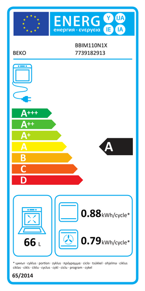 BEKO EINBAU-BACKOFEN BBIM110N1X HYDROLYSE HEISSLUFT SOLOGERÄT 66 LITE