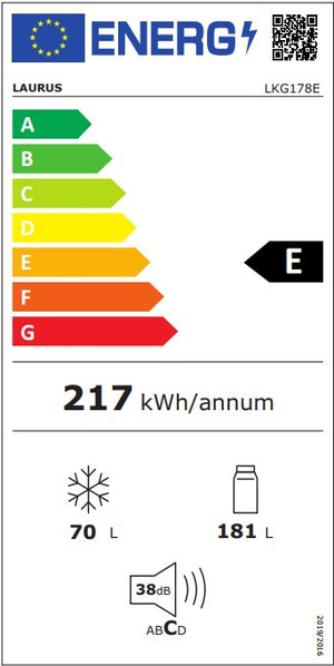 LAURUS LKG178E Einbau-Kühlschrank Kühl-Gefrierkombination Energielabel