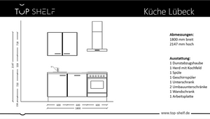Vormontierte nobilia Miniküche "Lübeck" 180cm ohne E-Geräte & Zubehör Küchenzeile Küchenblock in Alpinweiß