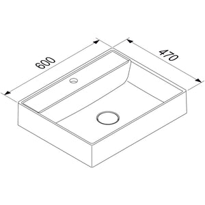 MARMITE- Aufbauwaschtisch WB 0517 C 600C ICC- Mineral Composite- ohne Ueberlauf Weiss 87728 87728
