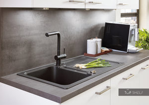 nobilia Einbauküche mit Einbauspüle und Wasserhahn Mischbatterie Schwarzmatt NOBILI schcenkbar