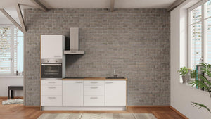 nobilia Küche Euskirchen 240 cm Alpinweiß matt abverkauf Eiche Provence mit Backofen