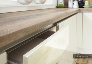 nobilia Küche Winkelküche Eckküche Lux 816 Lack Magnolia Hochglanz 360x360 cm konfigurierbar mit E-Geräten Detail