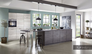 nobilia Küche mit Kücheninsel Riva 889 Beton Schiefergrau 360 + 180 cm konfigurierbar mit E-Geräten