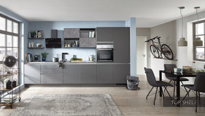 nobilia Küche Küchenzeile Touch 334 Lacklaminat Schiefergrau supermatt 400 cm konfigurierbar mit E-Geräten