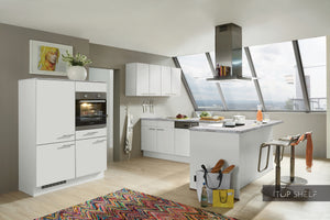 nobilia Küche mit Kücheninsel Speed 244 Alpinweiß 300 x 180 cm + 120 cm Küche konfigurierbar mit Elektrogeräten