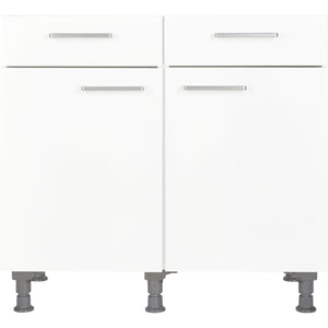 nobilia Küchen-Unterschrank US90 Weiß mit 2 Schubladen und 2 Türen 90cm, 1 Einlegeboden