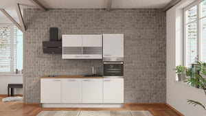 nobilia Singleküche Trier 240 cm Alpinweiß matt Eiche Provence komplette Küche