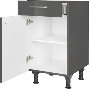 nobilia Unterschrank US45 45 cm Schiefergrau Dunkel Anthrazit Hoch glanz 453 Flash 648