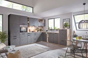 nobilia Winkelküche Eckküche Riva 839 Beton Terragrau 335 x 300 cm Küche konfigurierbar mit E-Geräten