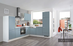 nobilia Winkelküche Eckküche Touch 337 Lacklaminat, Aqua supermatt 250x310 cm konfigurierbar mit E-Geräte mit Highboard