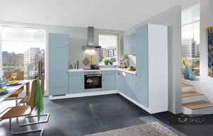 nobilia Winkelküche Eckküche Touch 337 Lacklaminat, Aqua supermatt 250x310 cm konfigurierbar mit E-Geräte mit Hochschrank