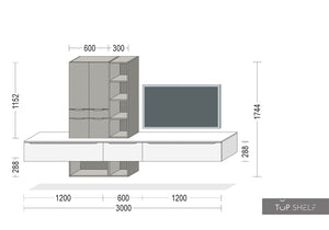 nobilia Wohnwand Lowboards Wohnzimmer Set 300 cm Touch 341 Steingrau supermatt