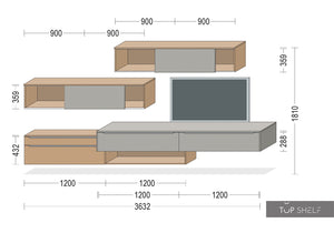 nobilia Wohnwand Lowboards Wohnzimmer Set 363 cm Touch 340 Schwarz supermatt