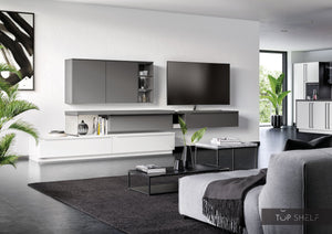 nobilia Wohnwand Lowboards Wohnzimmer Set 390 cm Touch 334 Schiefergrau supermatt