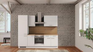 nobilia küche Hameln 255 cm Modern Eiche Provence mit Kühlschrank & Kochfeld
