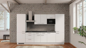 nobilia küchenzeile Flensburg 330 cm Weiß matt Beton Schiefergrau mit elektrogeräten und geschirrspüler