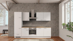 nobilia Einbau Kuchenzeile Bottrop 300 cm Weiss Eiche Provence ohne Elektrogerate