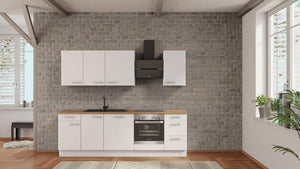 nobilia Kompaktküche Löhne 255 cm Alpinweiß matt Eiche Provence mit Backofen