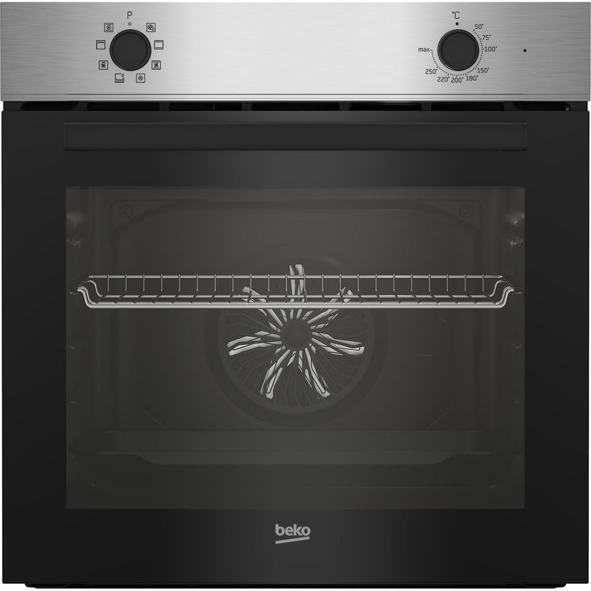 Beko Einbau-Backofen BBIM110N1X Hydrolyse Heißluft Sologerät 66 Liter 86722