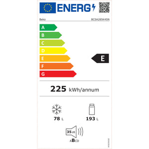 Beko Kühl-Gefrierkombination BCSA285K4SN Energielabel