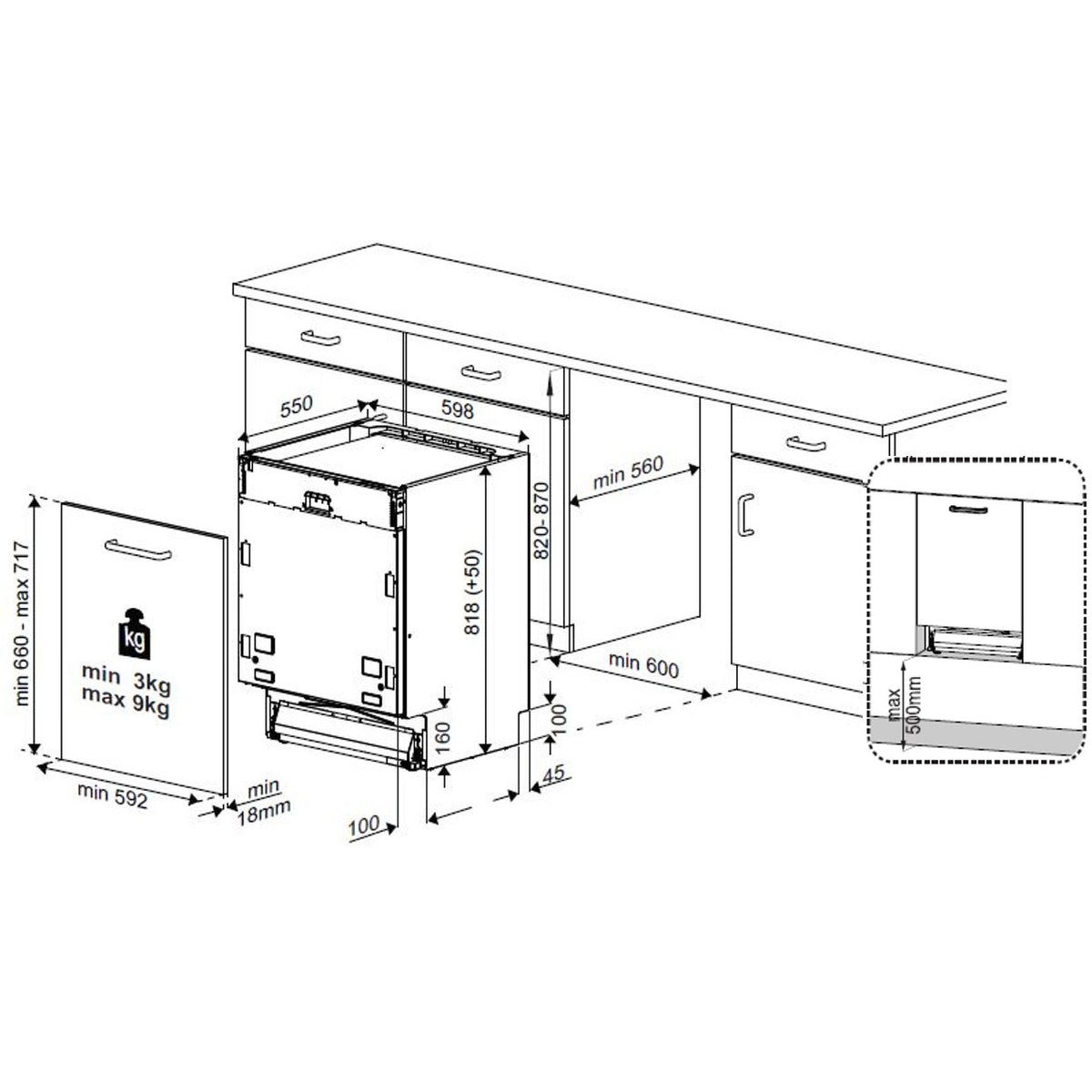 Beko Spülmaschine  Geschirrspüler BDIN14N22 60 cm vollint. Zeichnung
