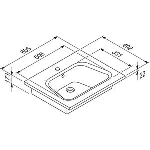 DISEGNO CERAMICA- Moebelwaschtisch LAVABO BLOB 600- Keramik Weiss Hochglanz 87736 87736