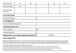 Produktdatenblatt 2 Kühl-Gefrier-Kombination