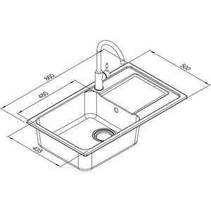 ELLECI- Einbauspuele Life 410- aus GRANITEK-- mit Mischbatterie Schwarz 87679 87679