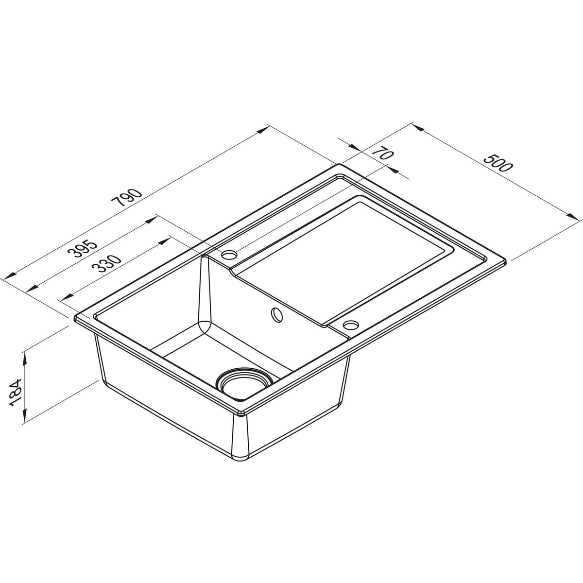 ELLECI- Einbauspuele Logik 300- aus GRANITEK-- mit Mischbatterie Schwarz matt 87332 87332