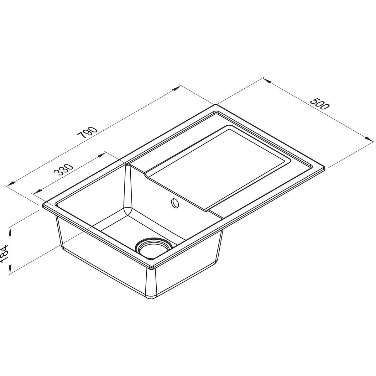 ELLECI- Einbauspuele Logik 300- aus GRANITEK- Schwarz matt 87330 87330