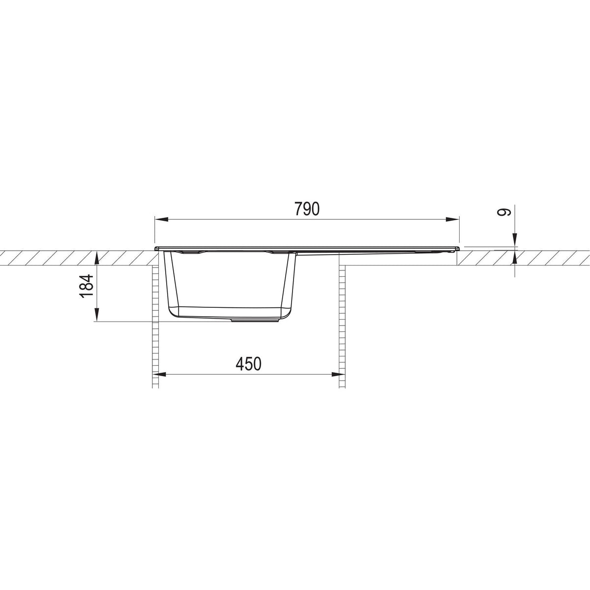 ELLECI- Einbauspuele Logik 300- aus GRANITEK- Schwarz matt 87330 87330