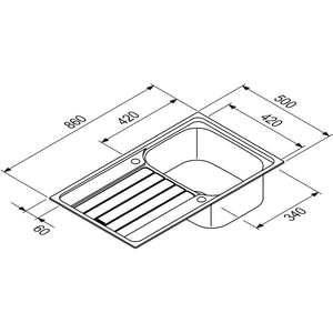 Franke Spülbecken Spark SKX 611-86 Edelstahl 86cm 87077 Einbauspüle Zeichnung