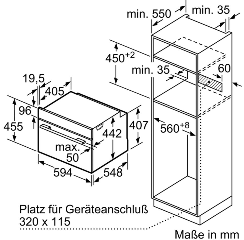 JUNKER Einbau-Kompakt-Backofen JC4306061 47 LITER SCHWARZ für 450 mm Nische Einbau