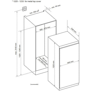 LAURUS LKG122E Einbau-Kühlschrank  Kühl-Gefrierkombination 60 cm 123 cm Nische Produktskizze