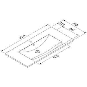 MARMITE- Moebelwaschtisch MEGX 1000C- Mineral Composite Weiss Hochglanz 87710 87710