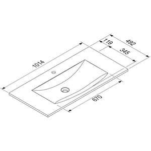 MARMITE- Moebelwaschtisch MEGX 1000C ICC- Mineral Composite- ohne Ueberlauf Weiss Hochglanz 87711 87711
