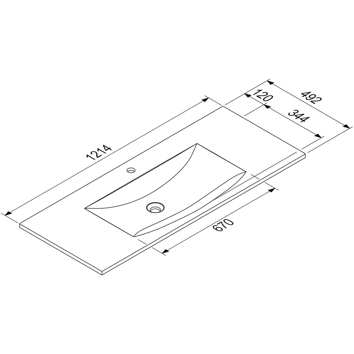 MARMITE- Moebelwaschtisch MEGX 1200C ICC- Mineral Composite- ohne Ueberlauf Weiss Hochglanz 87713 87713