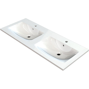 MARMITE- Moebelwaschtisch MEGX 1200D mit 2 Becken- Mineral Composite Weiss Hochglanz 87722 87722