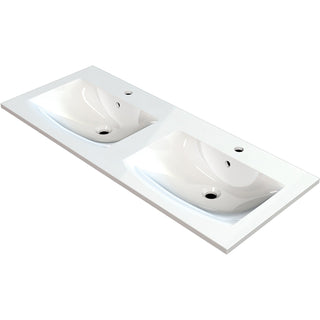 MARMITE: Meubelwastafel MEGX 1200D met 2 wasbakken, Mineraalcomposiet, Wit hoogglans 87722 121,4 cm