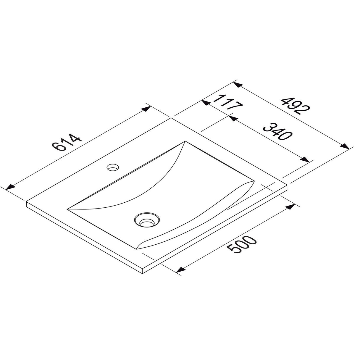 MARMITE- Moebelwaschtisch MEGX 600C ICC- Mineral Composite- ohne Ueberlauf Weiss Hochglanz 87707 87707