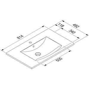 MARMITE- Moebelwaschtisch MEGX 800C- Mineral Composite Weiss Hochglanz 87708 87708