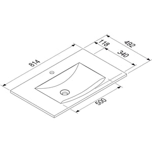MARMITE- Moebelwaschtisch MEGX 800C ICC- Mineral Composite- ohne Ueberlauf Weiss Hochglanz 87709 87709