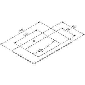 MARMITE- Moebelwaschtisch NobX 860- Mineral Composite- ohne Ueberlauf Weiss Hochglanz 87741 87741