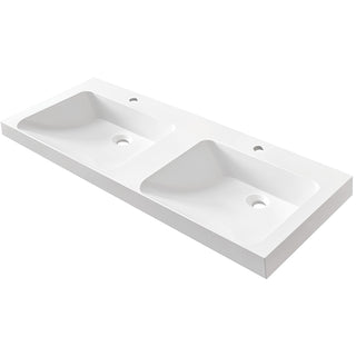 MARMITE: Möbelwaschtisch RonX 1200D mit 2 Becken, Mineral Composite, ohne Überlauf, Weiß 87770 121 cm