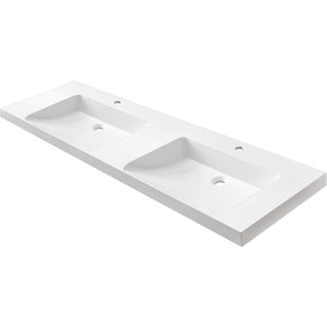 MARMITE- Moebelwaschtisch RonX 1600D mit 2 Becken- Mineral Composite- ohne Ueberlauf Weiss 87771 87771