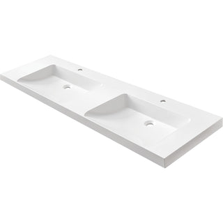 MARMITE: Lavabo para mueble RonX 1600D con 2 senos, composite mineral, sin rebosadero, blanco 87771 161 cm