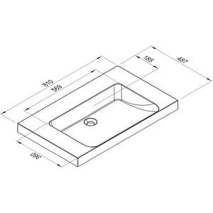 MARMITE- Moebelwaschtisch RonX 800C- Mineral Composite- ohne Ueberlauf und Hahnlochbohrung 87765 87765