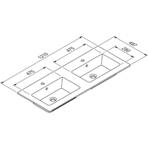 NICOS INTERNATIONAL- Moebelwaschtisch MAX 1210D mit 2 Becken- Mineral Composite 87752 87752